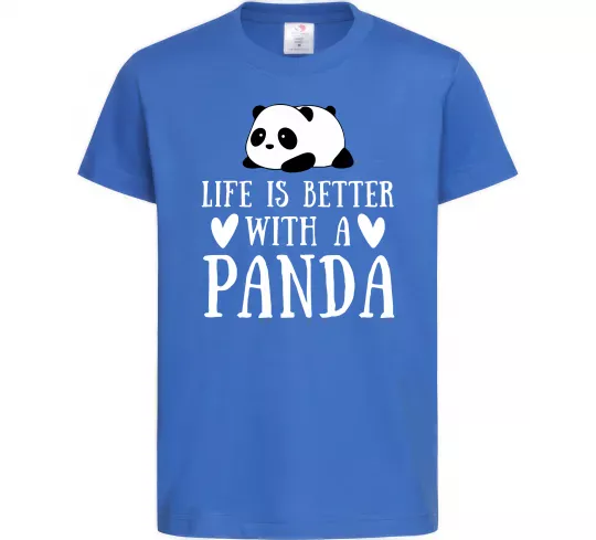 Дитяча футболка Life is better with a panda Яскраво-синій фото