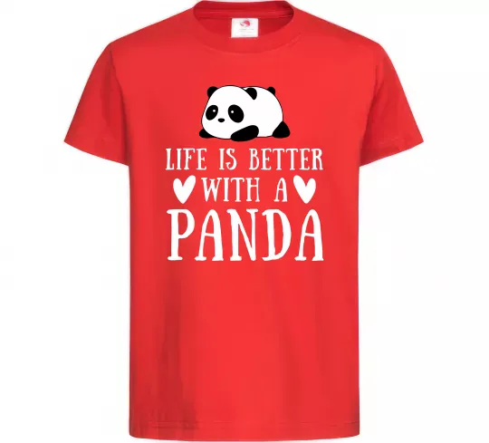 Дитяча футболка Life is better with a panda Червоний фото