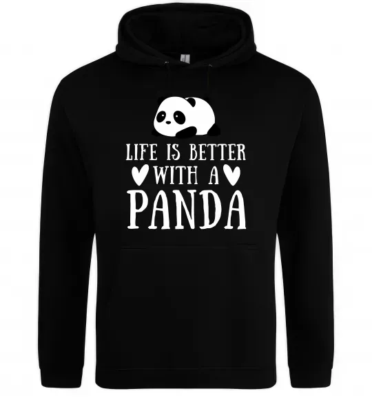 Чоловіча толстовка (худі) Life is better with a panda Чорний фото