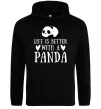 Чоловіча толстовка (худі) Life is better with a panda Чорний фото