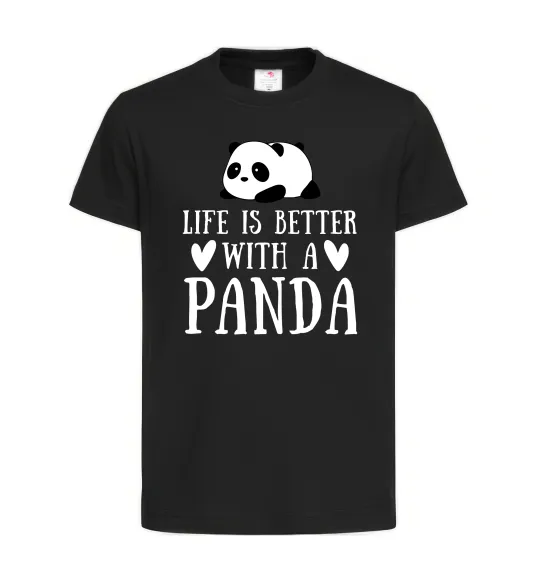 Детская футболка Life is better with a panda Черный фото