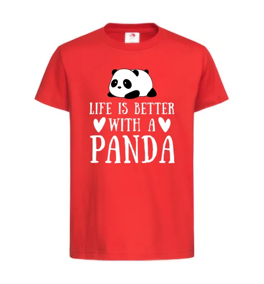 Детская футболка Life is better with a panda Красный фото