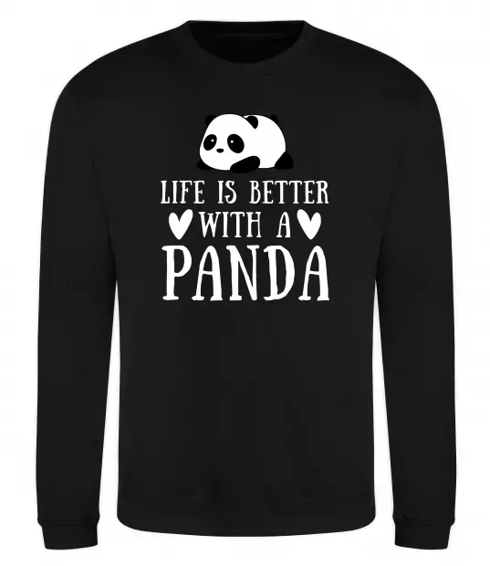 Світшот Life is better with a panda Чорний фото