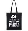 Еко-сумка Life is better with a panda Чорний фото