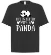 Футболка Оверсайз Life is better with a panda Черный фото