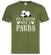 Чоловіча футболка Life is better with a panda Оливковий фото