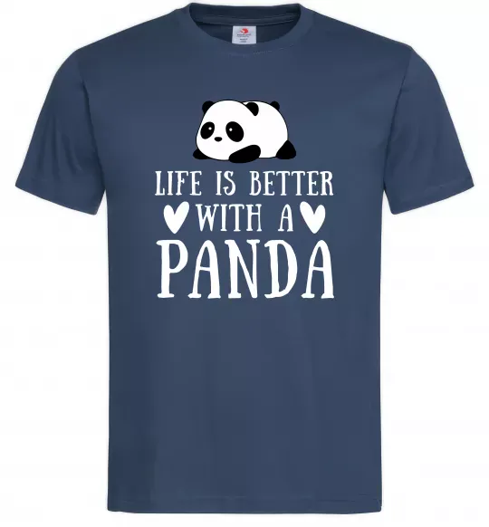 Чоловіча футболка Life is better with a panda Темно-синій фото