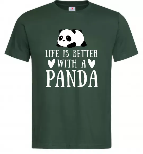 Чоловіча футболка Life is better with a panda Темно-зелений фото