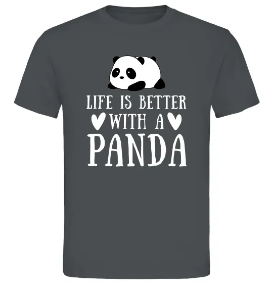 Чоловіча футболка Life is better with a panda Графіт фото