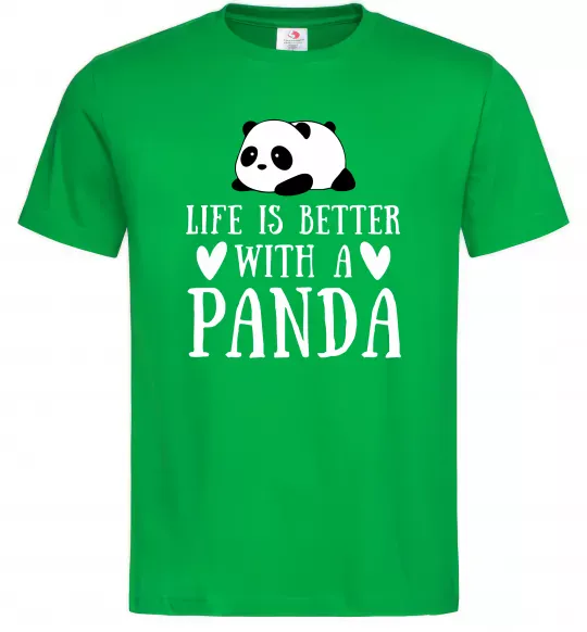 Чоловіча футболка Life is better with a panda Зелений фото
