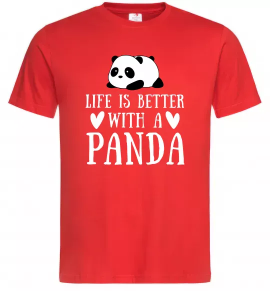 Чоловіча футболка Life is better with a panda Червоний фото