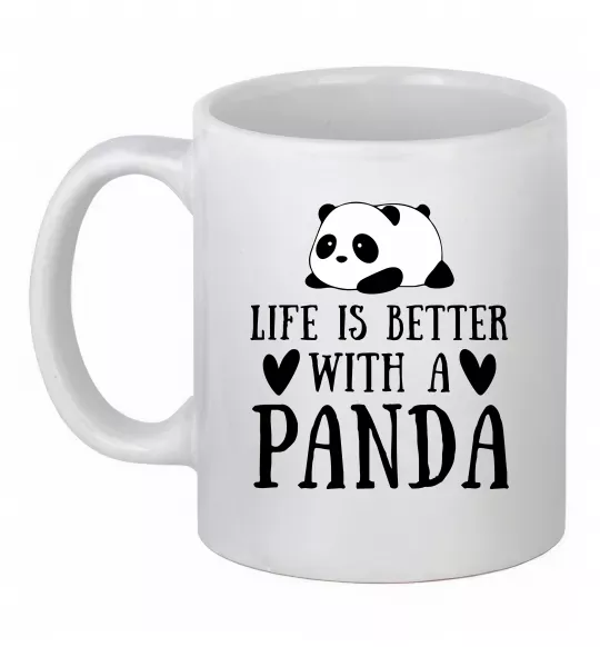 Чашка керамічна Life is better with a panda Білий фото