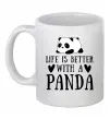 Чашка керамічна Life is better with a panda Білий фото