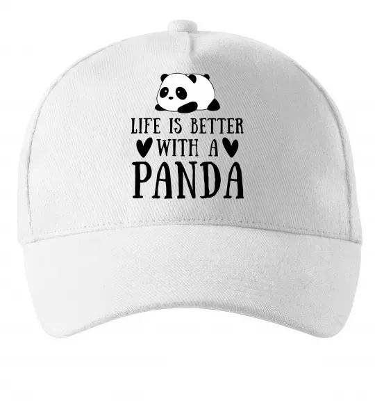 Кепка Life is better with a panda Белый фото