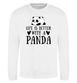 Світшот Life is better with a panda Білий фото