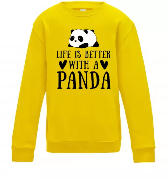 Детский Свитшот Life is better with a panda Солнечно желтый фото