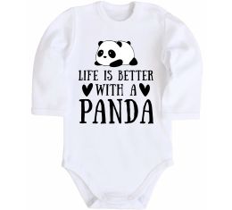 Детский боди Life is better with a panda