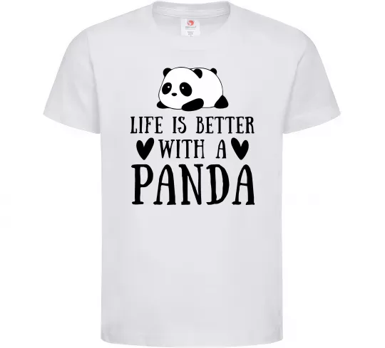 Дитяча футболка Life is better with a panda Білий фото