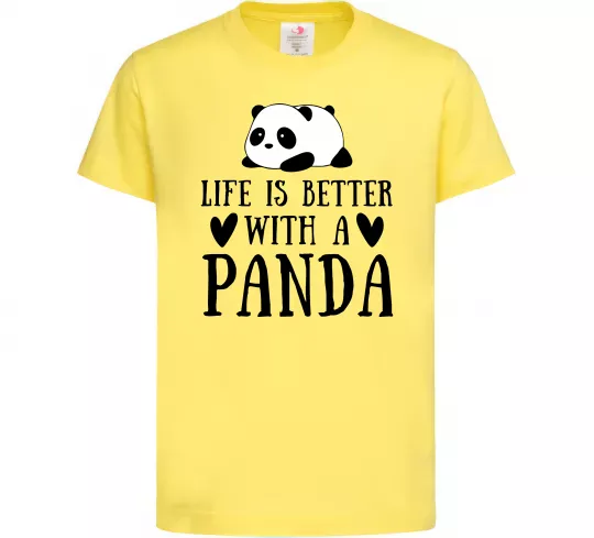 Дитяча футболка Life is better with a panda Лимонний фото