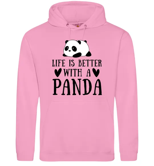 Чоловіча толстовка (худі) Life is better with a panda Рожевий фото