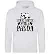 Чоловіча толстовка (худі) Life is better with a panda Сірий меланж фото