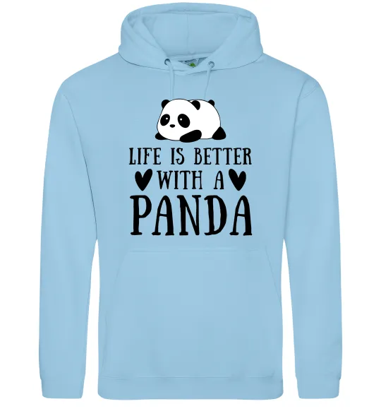 Чоловіча толстовка (худі) Life is better with a panda Блакитний фото