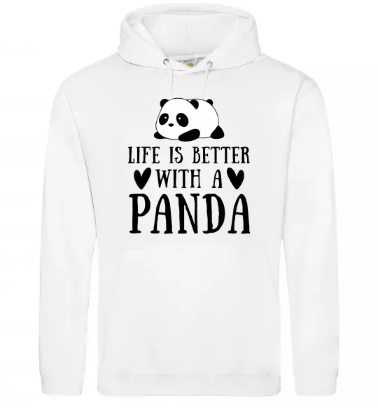Жіноча толстовка (худі) Life is better with a panda Білий фото