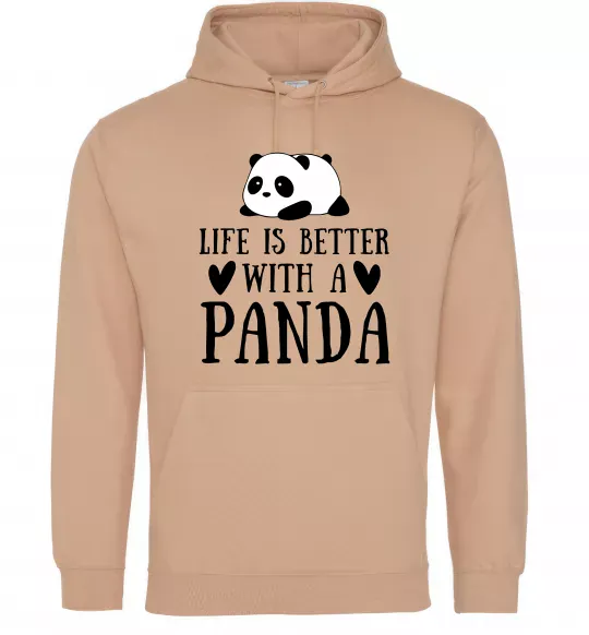 Жіноча толстовка (худі) Life is better with a panda Пісочний фото
