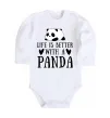 Дитячий бодік Life is better with a panda Білий фото