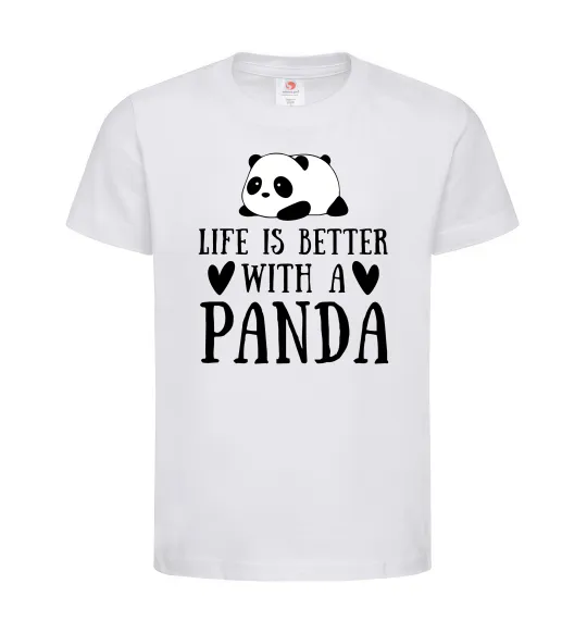 Детская футболка Life is better with a panda Белый фото