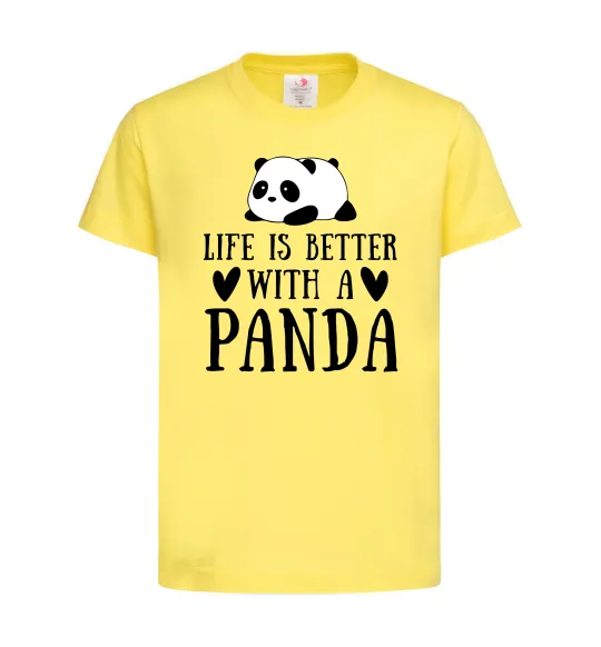 Детская футболка Life is better with a panda Лимонный фото
