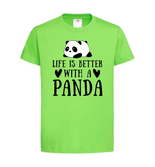 Детская футболка Life is better with a panda Лаймовый фото