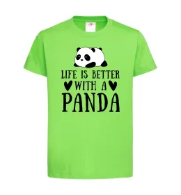 Детская футболка Life is better with a panda Лаймовый фото