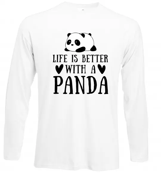 Лонгслів Life is better with a panda Білий фото