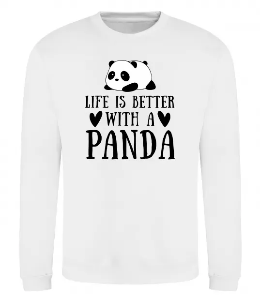 Світшот Life is better with a panda Білий фото