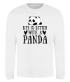 Світшот Life is better with a panda Білий фото