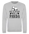 Світшот Life is better with a panda Сірий меланж фото