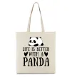 Еко-сумка Life is better with a panda Бежевий фото