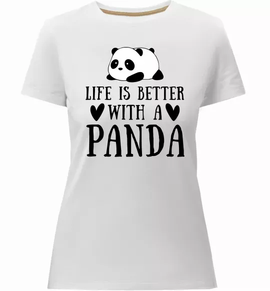 Жіноча преміум футболка Life is better with a panda Білий фото