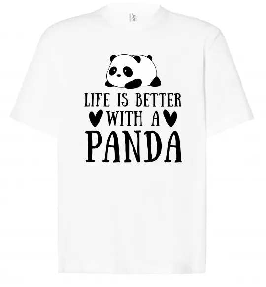 Футболка Оверсайз Life is better with a panda Белый фото