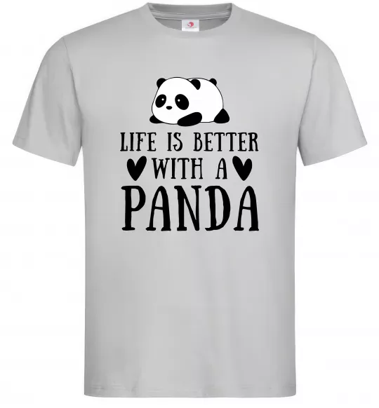 Чоловіча футболка Life is better with a panda Сірий фото