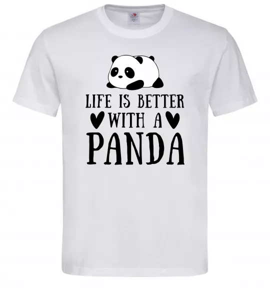 Чоловіча футболка Life is better with a panda Білий фото