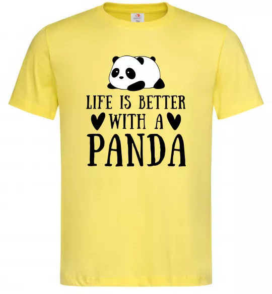 Чоловіча футболка Life is better with a panda Лимонний фото