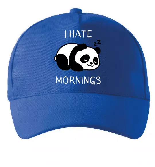 Кепка I hate morning panda Ярко-синий фото