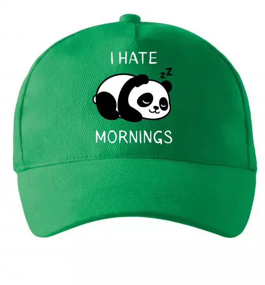 Кепка I hate morning panda Зеленый фото