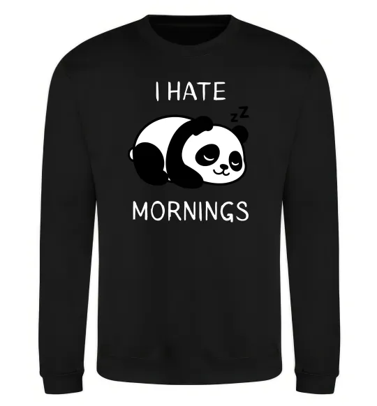 Світшот I hate morning panda Чорний фото