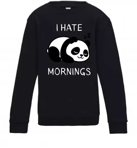 Детский Свитшот I hate morning panda Черный фото