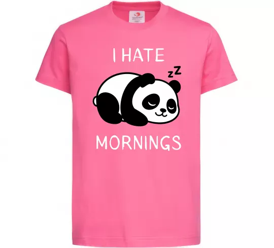 Дитяча футболка I hate morning panda Яскраво-рожевий фото
