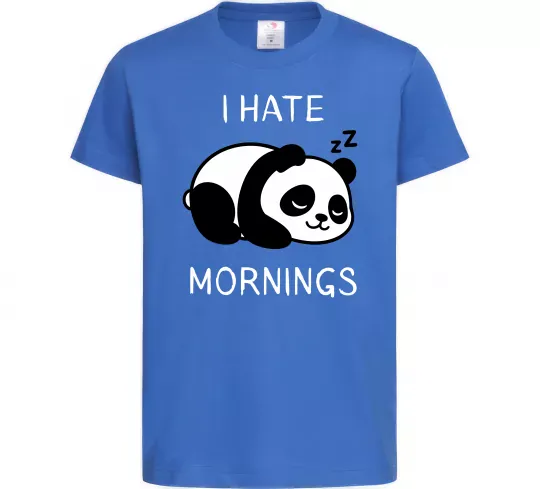 Дитяча футболка I hate morning panda Яскраво-синій фото