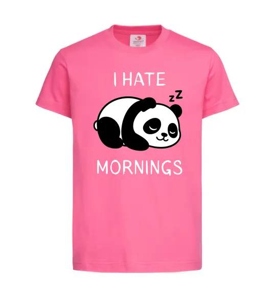Детская футболка I hate morning panda Ярко-розовый фото